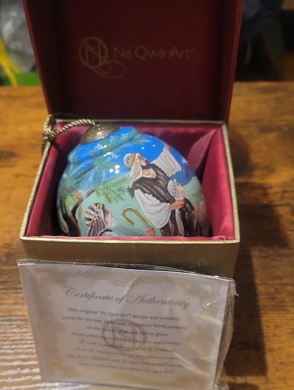 Blue Hand-Painted Nativity Ornament